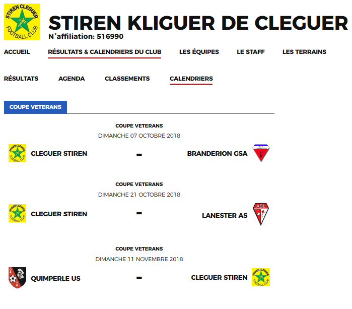 calendrier coupe 2018 2019 veterans